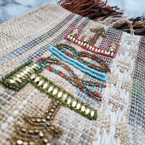 Ale by Alessandra tribe beaded jute clutch with fringe detail - Picture 5 of 10